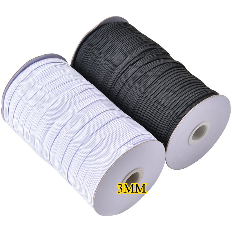 Milanaise Mesh Band - White Black 3mm Flat Elastic Band