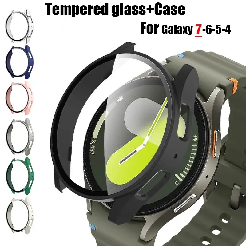 Watch Case Bumper - Tempered Glass+Case for Watch 7/6/5/4 cover