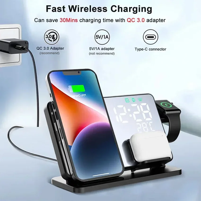 Wireless Charger Alarm Clock S - Smartwatch Ac avaliação e preço