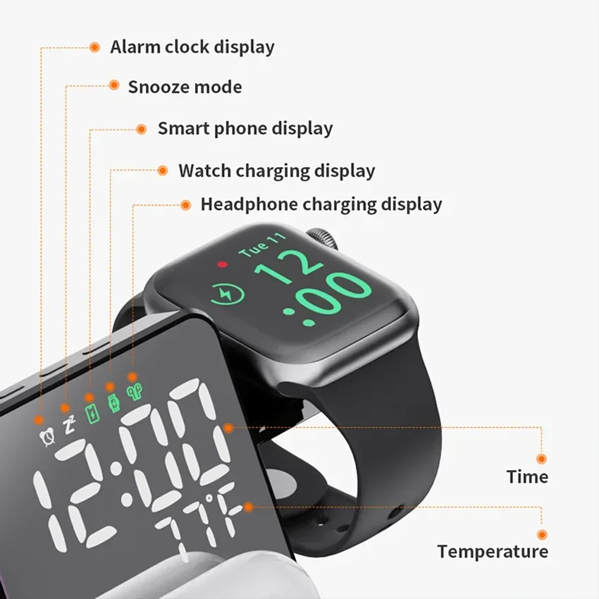 Wireless Charger Alarm Clock S - Smartwatch Ac avaliação e preço