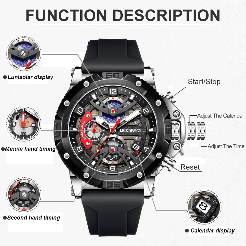 LIGE Top Brand Luxury Men Watc - Smartwatch Nexus avaliação e preço
