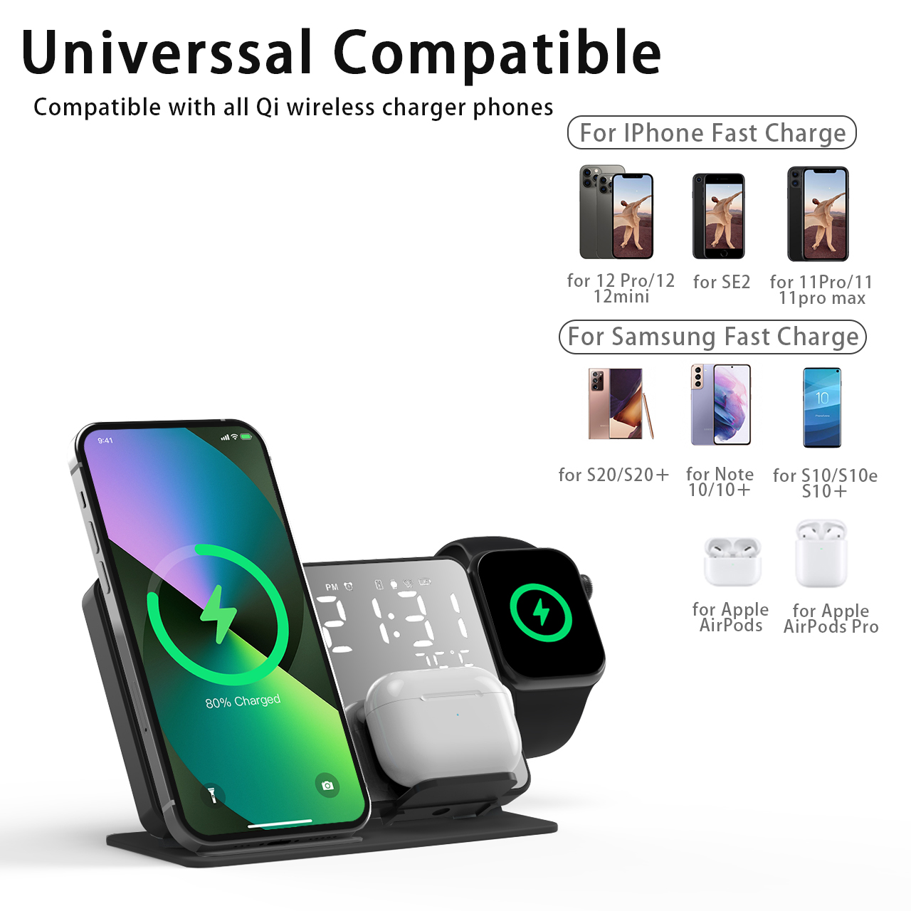 3 in 1 Wireless Charger For iP - Smartwatch Ac avaliação e preço