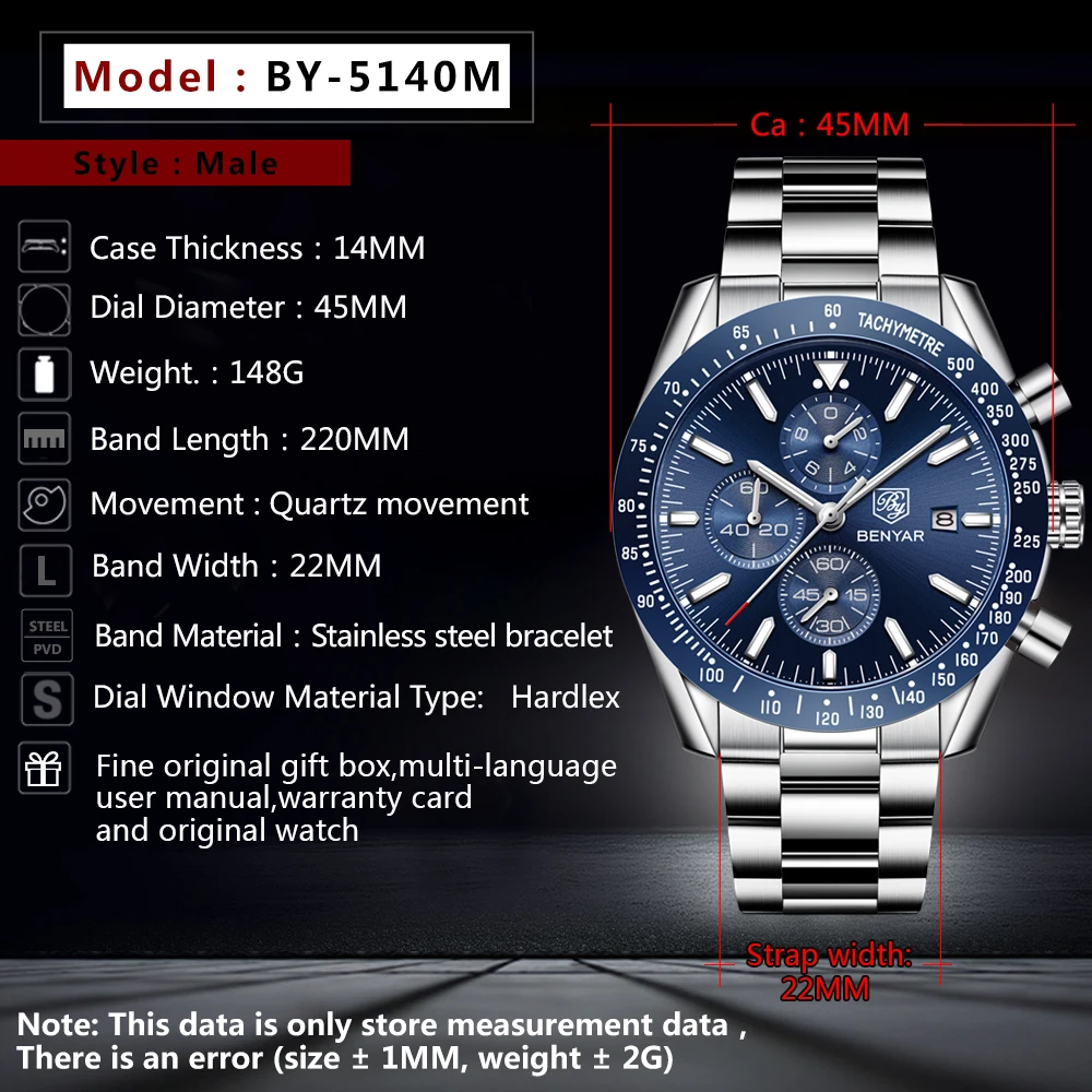Men Watch BENYAR Top Brand Lux - Smartwatch Nexus avaliação e preço