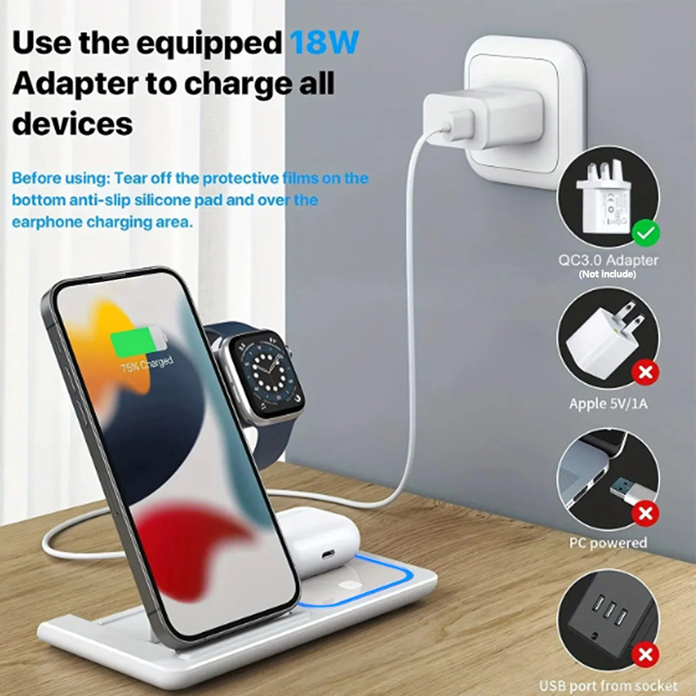 15W 3 in 1 Wireless Charger St - Smartwatch Ac avaliação e preço