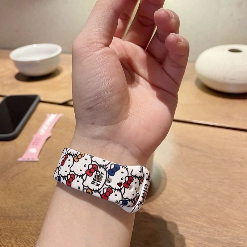 Anime Sanrio Cute Hello Kitty  - Apple Smartwatch Accessories avaliação e preço
