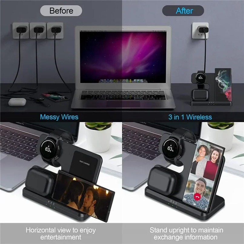 3 in 1 Fast Wireless Charger S - Smartwatch Ac avaliação e preço