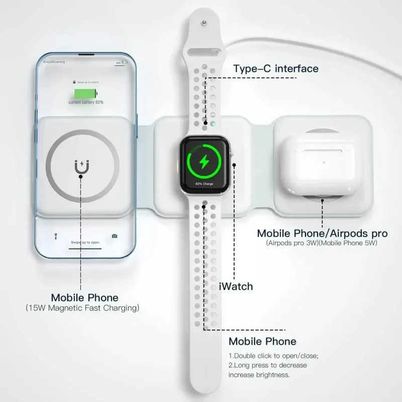3 in 1 Portable Magnetic Wirel - Smartwatch Ac avaliação e preço